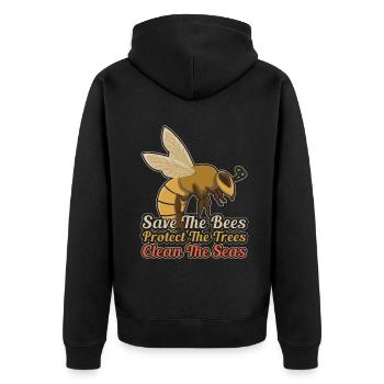 Save Bees Clean Save Nature Oceans Day Earth Day - Unisex Premium Bio Zip Hoodie - Schwarz - Hinten - Nico (187cm)