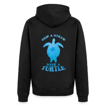 Rettet die Schildkröte Säuberung Rettet die Natur Tag der Ozeane Tag der Erde - Unisex Premium Bio Zip Hoodie - Schwarz - Hinten - Nico (187cm)