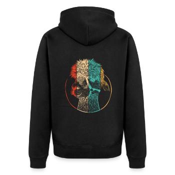 Rétro Pako Huacaya Lama Alpaga Éleveur Alpaga - Veste à capuche bio Premium Unisexe - noir - Dos - Nico (187cm)