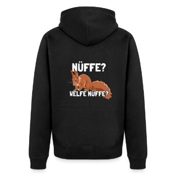 Nüffe Welfe Nüffe Grauhörnchen Squirrel - Unisex Premium Bio Zip Hoodie - Schwarz - Hinten - Nico (187cm)