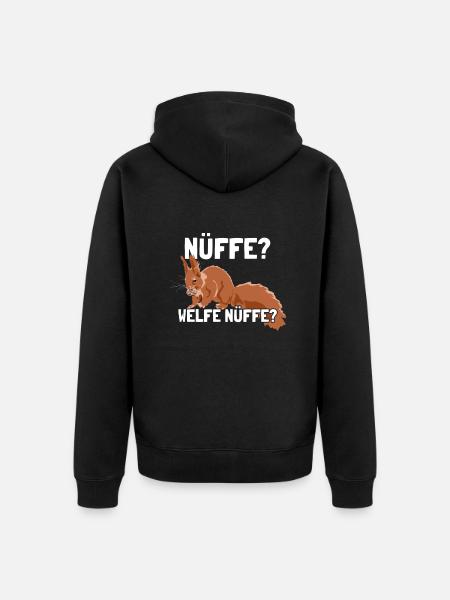 Nüffe Welfe Nüffe Grauhörnchen Squirrel - Unisex Premium Bio Zip Hoodie - Schwarz