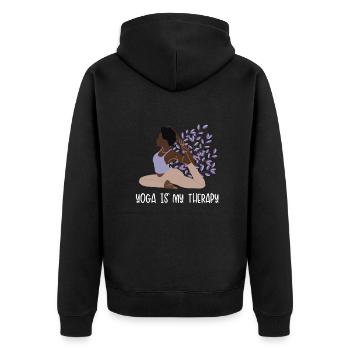 Yoga Is My Therapy Hatha Asanas Kundalini - Unisex Premium Organic Zip Hoodie - black - Back - Nico (187cm)