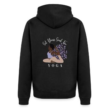 Set Your Soul Free Ashtanga Hatha Asanas - Unisex Premium Bio Zip Hoodie - Schwarz - Hinten - Nico (187cm)