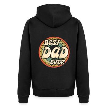Beste Papa Papa Retro Vintage 2023 Vatertag - Unisex Premium Bio Zip Hoodie - Schwarz - Hinten - Nico (187cm)