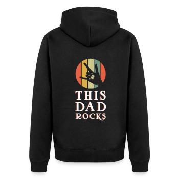 Rocker Dad Rocks Retro Vintage Vatertag - Unisex Premium Bio Zip Hoodie - Schwarz - Hinten - Nico (187cm)