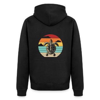 Tortue d’eau rétro - Veste à capuche bio Premium Unisexe - noir - Dos - Nico (187cm)