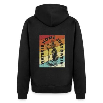 Water Is Home Just Dive In Taucherbrille Scuba - Unisex Premium Bio Zip Hoodie - Schwarz - Hinten - Nico (187cm)