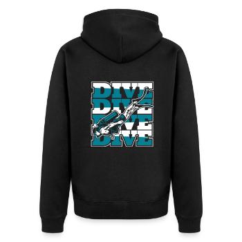 Dive Diving Mask Diving Fins Goggles - Unisex Premium Organic Zip Hoodie - black - Back - Nico (187cm)