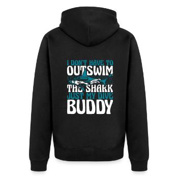 I Don't Have To Outswim The Shark Taucherbrille - Unisex Premium Bio Zip Hoodie - Schwarz - Hinten - Nico (187cm)