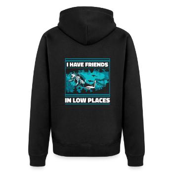 I Have Friends In Low Places Taucherflossen - Unisex Premium Bio Zip Hoodie - Schwarz - Hinten - Nico (187cm)