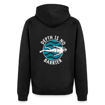 Depth Is No Barrier Taucherflossen Taucherbrille - Unisex Premium Bio Zip Hoodie - Schwarz - Hinten - Nico (187cm)