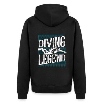Diving Legend Diving Fins Goggles Diver - Unisex Premium Organic Zip Hoodie - black - Back - Nico (187cm)