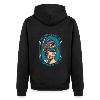 My Office Lies At The Bottom Of The Sea - Unisex Premium Organic Zip Hoodie - black - Back - Nico (187cm)