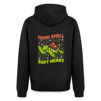 Hard Shell Soft Heart Giant Tortoise - Unisex Premium Organic Zip Hoodie - black - Back - Nico (187cm)