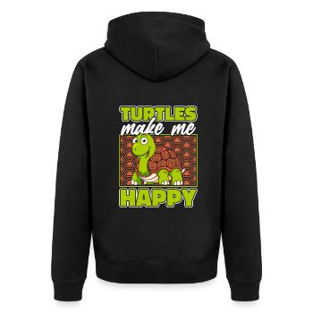 Turtles Make Me Happy Tortoise Turtle - Unisex Premium Organic Zip Hoodie - black - Back - Nico (187cm)