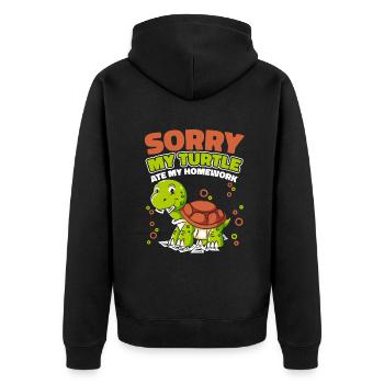 My Turtle Ate My Homework Aquatic Turtle - Unisex Premium Organic Zip Hoodie - black - Back - Nico (187cm)