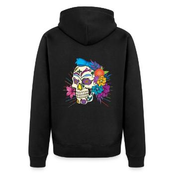 Floral Dia De Los Muertos LGBTQ Mois de la fierté LGBT - Veste à capuche bio Premium Unisexe - noir - Dos - Nico (187cm)