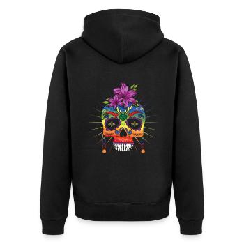 Flower Dia De Los Muertos LGBTQ LGBT Pride Month - Veste à capuche bio Premium Unisexe - noir - Dos - Nico (187cm)