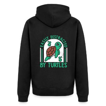 Easily Distracted By Turtles Aquatic Turtle - Unisex Premium Organic Zip Hoodie - black - Back - Nico (187cm)