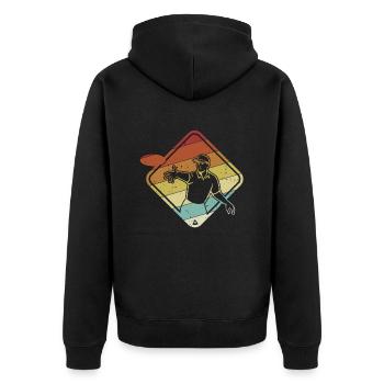 Retro Basket Disc Golfer Frisbee Golf - Unisex Premium Organic Zip Hoodie - black - Back - Nico (187cm)