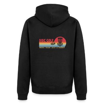 Disc Golf more than a Hobby Disc Golfer Player - Unisex Premium Organic Zip Hoodie - black - Back - Nico (187cm)