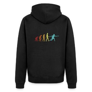 Disc Golf Evolution Basket Disc Golfer - Unisex Premium Organic Zip Hoodie - black - Back - Nico (187cm)