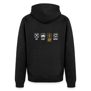 Eat Sleep Throw Discs Repeat Basket Disc Player - Unisex Premium Organic Zip Hoodie - black - Back - Nico (187cm)