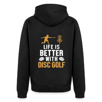 Life is Better with Disc Golf Frisbee Golf - Unisex Premium Organic Zip Hoodie - black - Back - Nico (187cm)