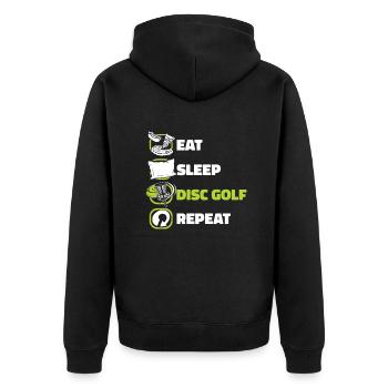 Eat Sleep Disc Golf Repeat Basket Disc Disc - Unisex Premium Organic Zip Hoodie - black - Back - Nico (187cm)