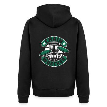 Chain Wrecker Frisbee Golf Korb Scheibe Disc - Unisex Premium Bio Zip Hoodie - Schwarz - Hinten - Nico (187cm)