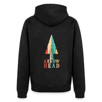 Retro Arrowhead Hunter Arrowhead Collecting - Unisex Premium Bio Zip Hoodie - Schwarz - Hinten - Nico (187cm)