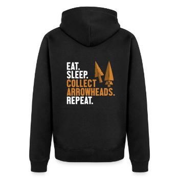 Eat Sleep Collect Arrowheads Repeat Hunting Tips - Unisex Premium Organic Zip Hoodie - black - Back - Nico (187cm)