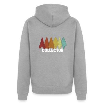 Collector Arrowhead Collecting Hunting Tips - Unisex Premium Organic Zip Hoodie - heather grey - Back - Nico (187cm)