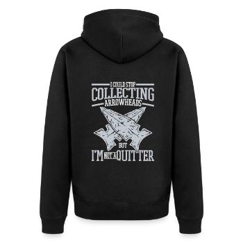 I'm Not A Quitter Jagdspitzen Arrowhead Hunter - Unisex Premium Bio Zip Hoodie - Schwarz - Hinten - Nico (187cm)