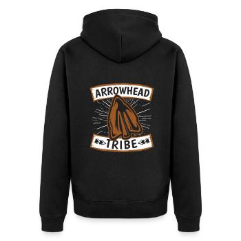 Arrowhead Tribe Jagdspitzen Arrowhead Hunter - Unisex Premium Bio Zip Hoodie - Schwarz - Hinten - Nico (187cm)