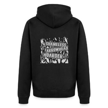 Shameless Arrowhead Hoarder Hunting Tips - Unisex Premium Organic Zip Hoodie - black - Back - Nico (187cm)