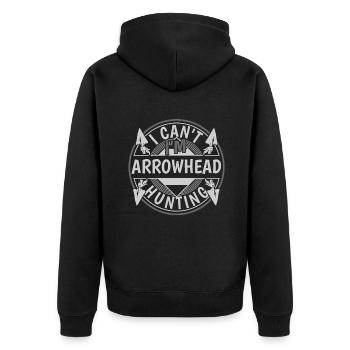 I Can't I'm Arrowhead Hunting Arrowhead Hunter - Unisex Premium Bio Zip Hoodie - Schwarz - Hinten - Nico (187cm)