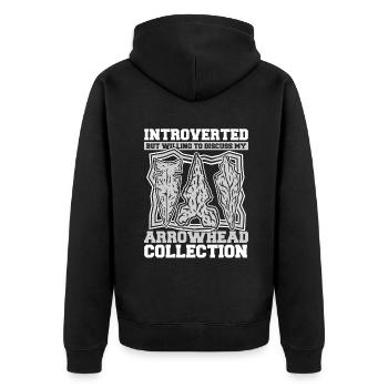 Introverti mais prêt à discuter des pointes de flèches - Veste à capuche bio Premium Unisexe - noir - Dos - Nico (187cm)