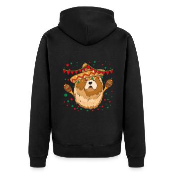 Haustier Hund Chowchow Lustiger Taco Happy Cinco De Mayo - Unisex Premium Bio Zip Hoodie - Schwarz - Hinten - Nico (187cm)