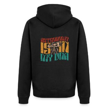 Astronomy Is In My DNA Sternenhimmel Kosmologe - Unisex Premium Bio Zip Hoodie - Schwarz - Hinten - Nico (187cm)
