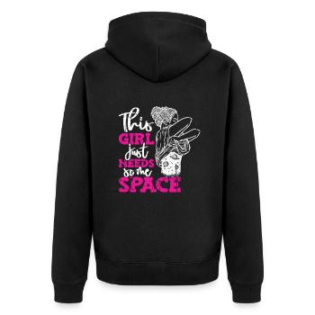 This Girl Just Need Some Space Astronomiefotograf - Unisex Premium Bio Zip Hoodie - Schwarz - Hinten - Nico (187cm)