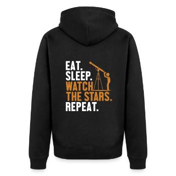Eat Sleep Watch The Stars Repeat Cosmologist - Unisex Premium Organic Zip Hoodie - black - Back - Nico (187cm)