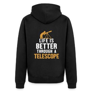 La vie est meilleure grâce à un cosmologiste de télescope - Veste à capuche bio Premium Unisexe - noir - Dos - Nico (187cm)