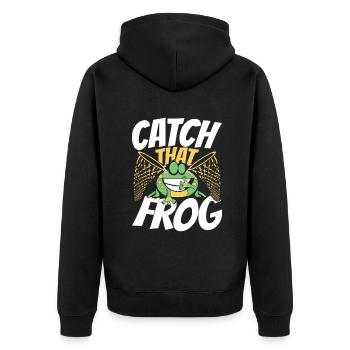 Catch That Frog Laubfrosch Kröte Kaulquappe - Unisex Premium Bio Zip Hoodie - Schwarz - Hinten - Nico (187cm)