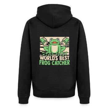 World's Best Frog Catcher Toad Tadpole Frog - Unisex Premium Organic Zip Hoodie - black - Back - Nico (187cm)