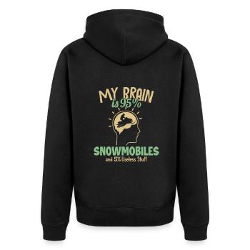 My Brain is 95% Snowmobiles Snowmobile Fahrer - Unisex Premium Bio Zip Hoodie - Schwarz - Hinten - Nico (187cm)