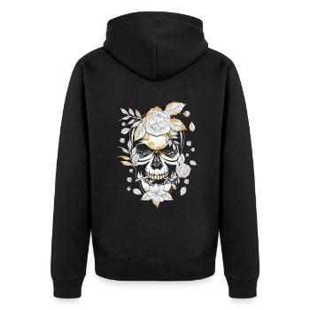 Floral Halloween Muertos Day Of Dead Sugar Bone - Unisex Premium Organic Zip Hoodie - black - Back - Nico (187cm)