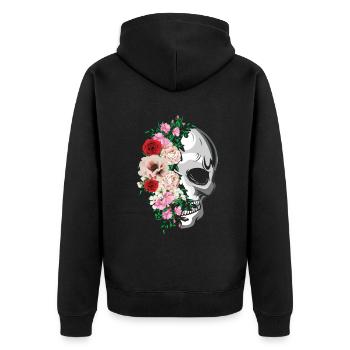Mexican Flower Muertos Day Of Dead Sugar Bone - Unisex Premium Organic Zip Hoodie - black - Back - Nico (187cm)