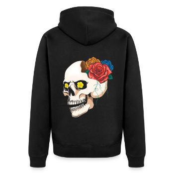 Rose Halloween Muertos Day Of Dead Sugar Bone - Unisex Premium Organic Zip Hoodie - black - Back - Nico (187cm)