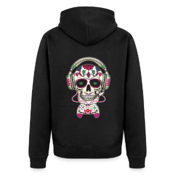Gaming Gamer Halloween Muertos Day Of Dead Bone - Veste à capuche bio Premium Unisexe - noir - Dos - Nico (187cm)